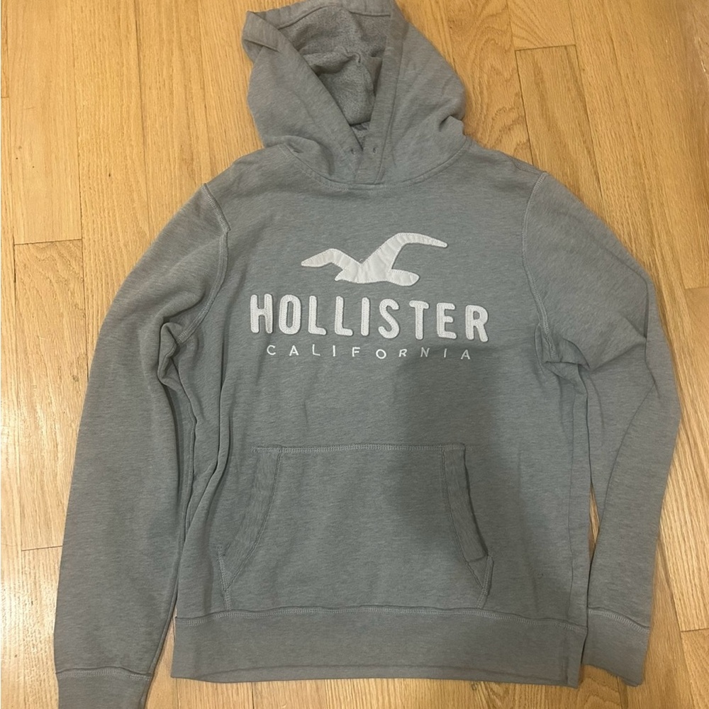 Hollister Gray Sweatshirt with Logo and Hood